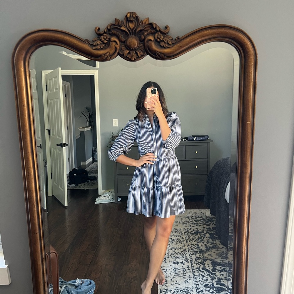 Gap Navy and White Striped Pocketed Dress
